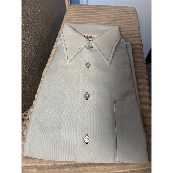 Vintage Challenger Size 15 M 70s Powder Blue Collared Long Sleeve Unused - Picture 1 of 16